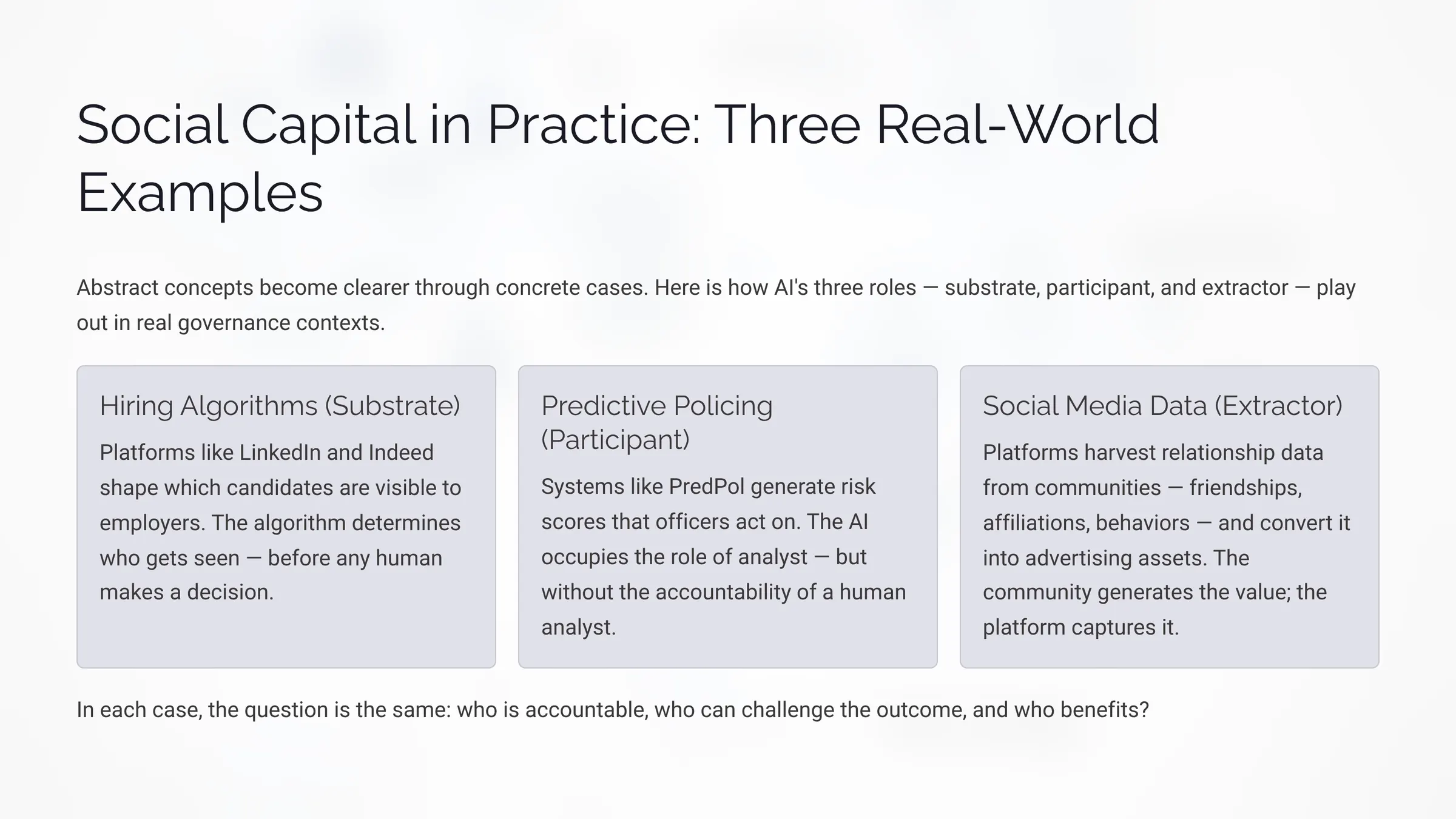 Social Capital in Practice: Three Real-World Examples