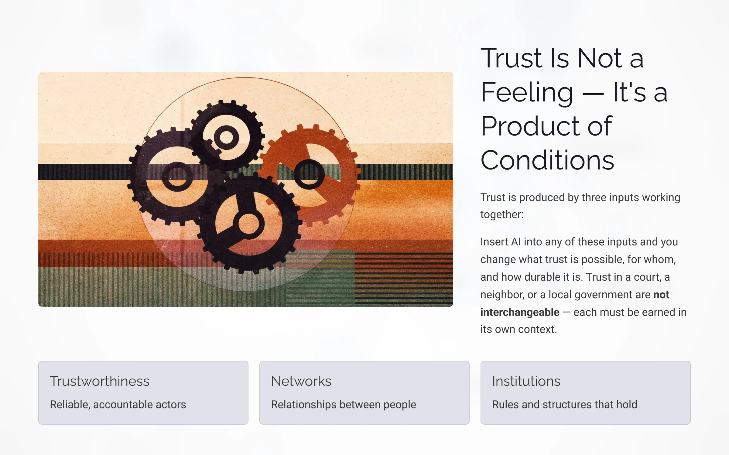 Trust Is Not a Feeling. It's a Product of Conditions