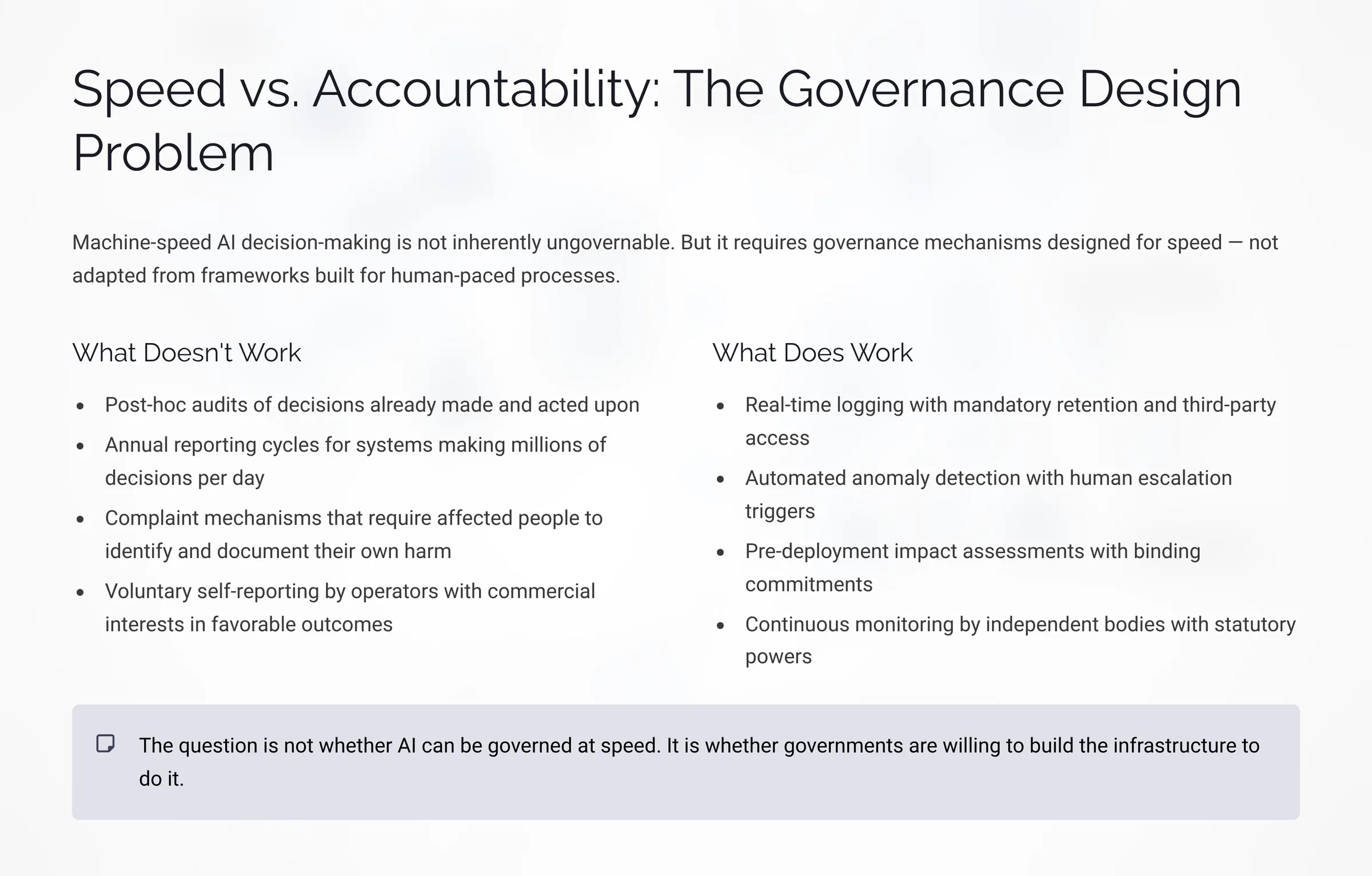Speed vs. Accountability: The Governance Design Problem