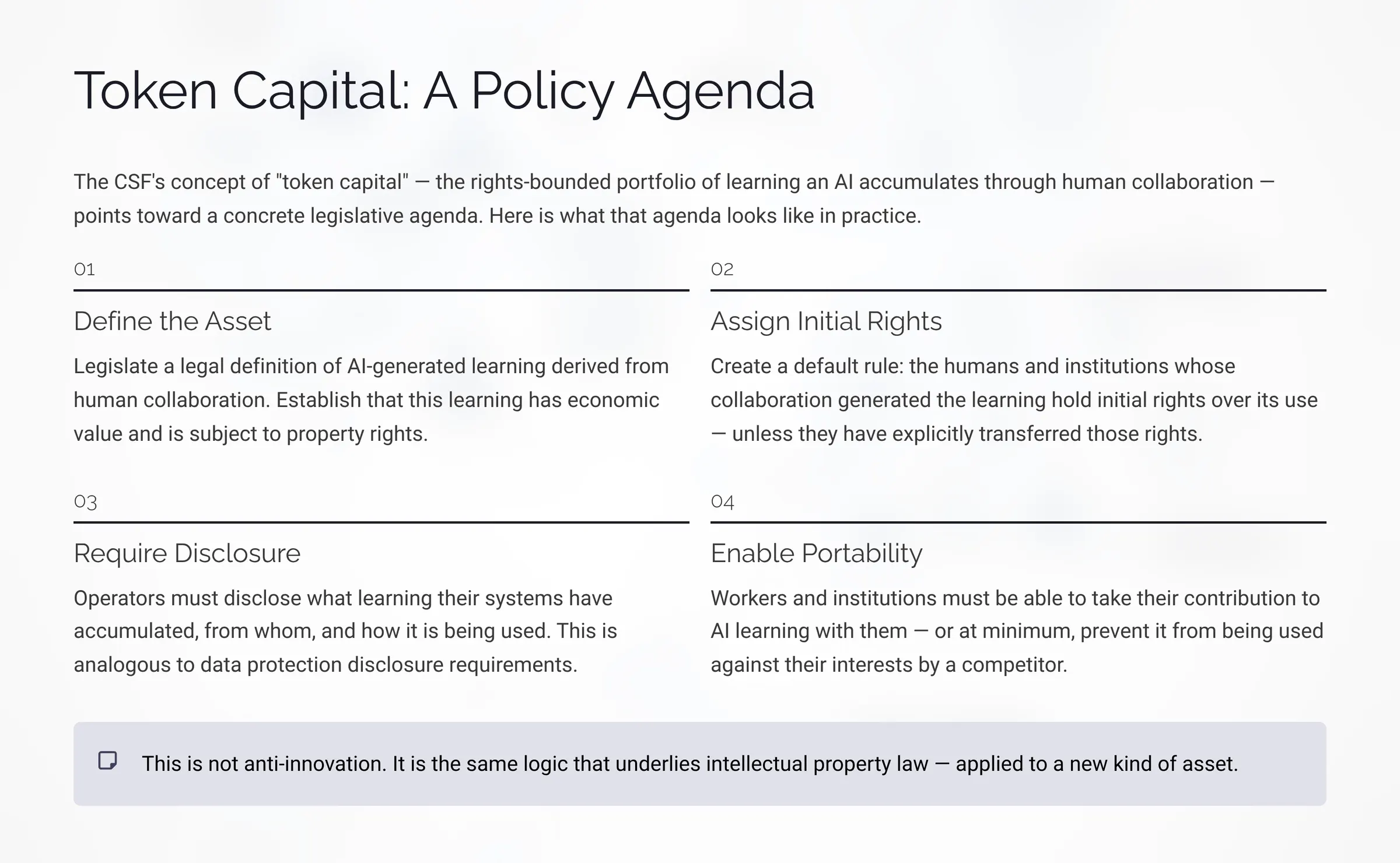 Token Capital: A Policy Agenda