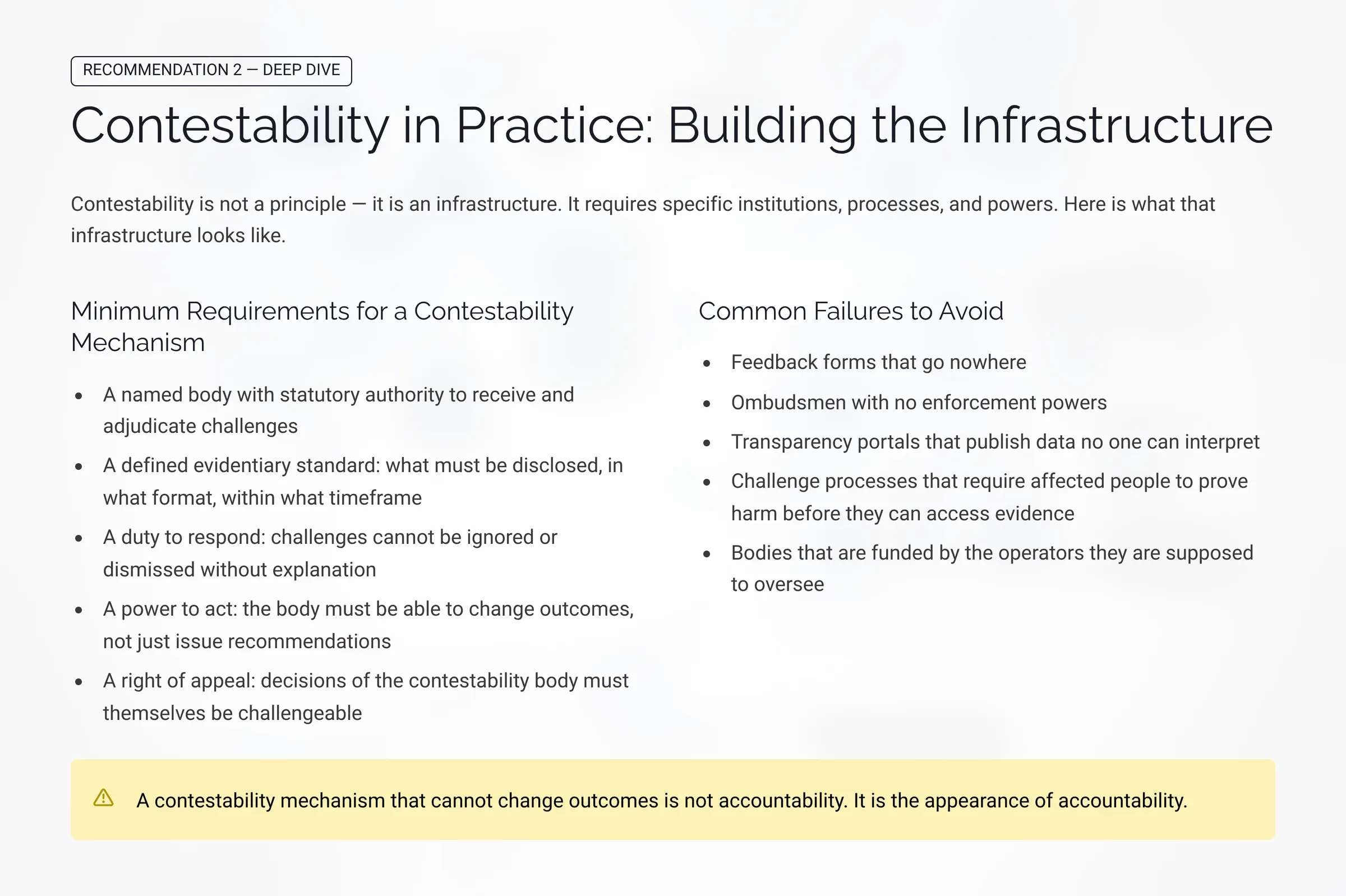 Contestability in Practice: Building the Infrastructure