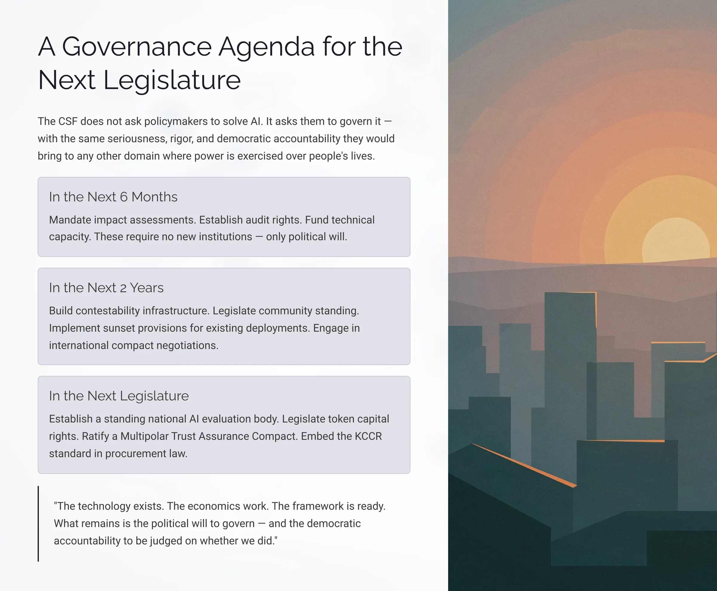 A Governance Agenda for the Next Legislature